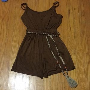 Brown suede romper